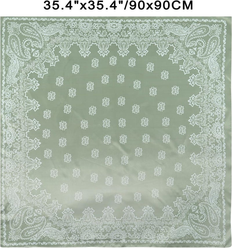 GERINLY 35 Inch Wild Rag Cowboy Scarves for Men, Large Rancher Neckerchief Silk Feel, Oversize Western Bandana - Image 2